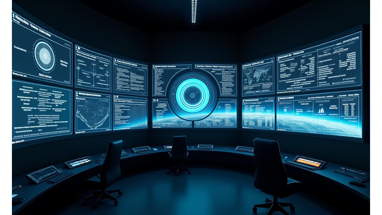 Sleek, futuristic dashboard displaying real-time financial predictions for space assets, orbital mechanics, and market trends