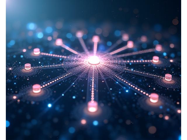 Complex network of glowing data streams interlinking, some with protective shields, others flowing towards specific, authorized nodes, representing controlled data sharing in a cosmic setting.