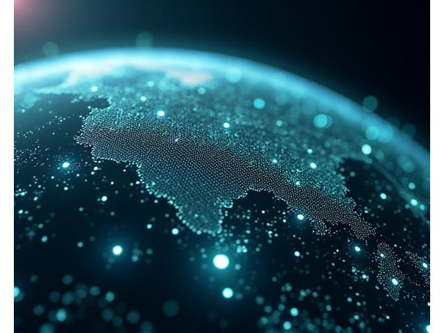 A holographic display showcasing live data streams from various satellites, with charts and graphs indicating information value, set against a backdrop of Earth from space.
