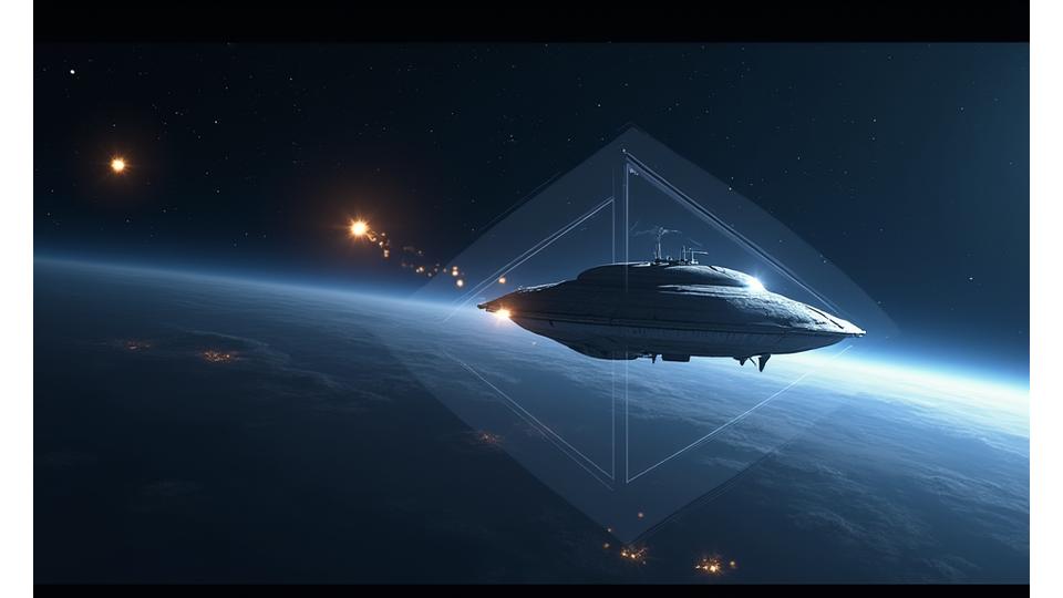 Graphic showing a meteor shower near a space habitat, with a warning overlay, symbolizing space risks.