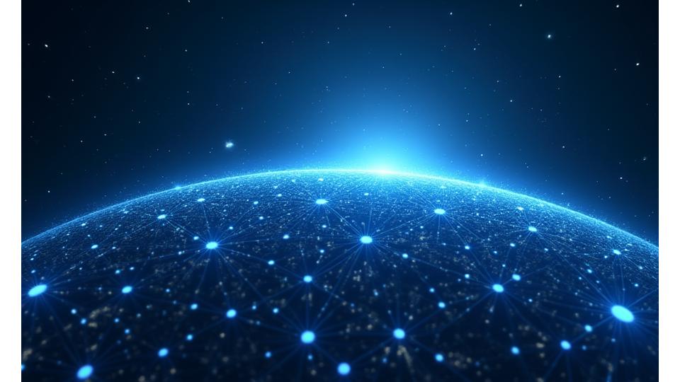 Abstract representation of a legal framework extending across planets and stars, symbolizing space law compliance.